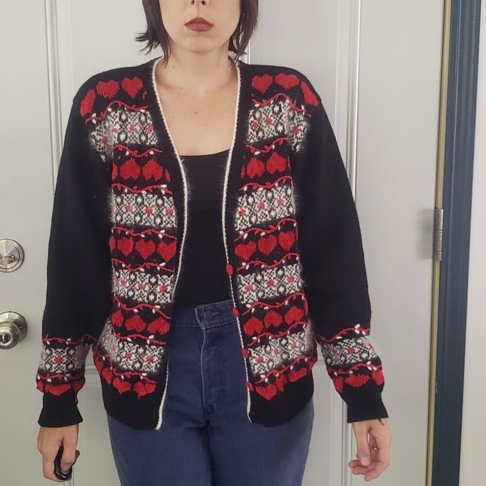 90s Heart Print‎ Cardigan